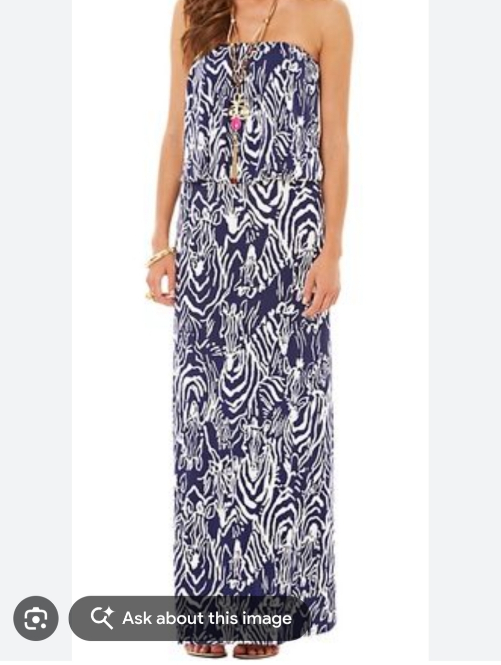 Lilly Pulitzer Oh Cabana Boy Navy White Strapless Sundress Abstract Zebra Preppy